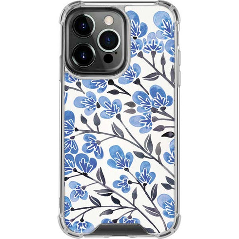 Cat Coq Blue Cherry Blossoms iPhone 14 Pro Clear Case